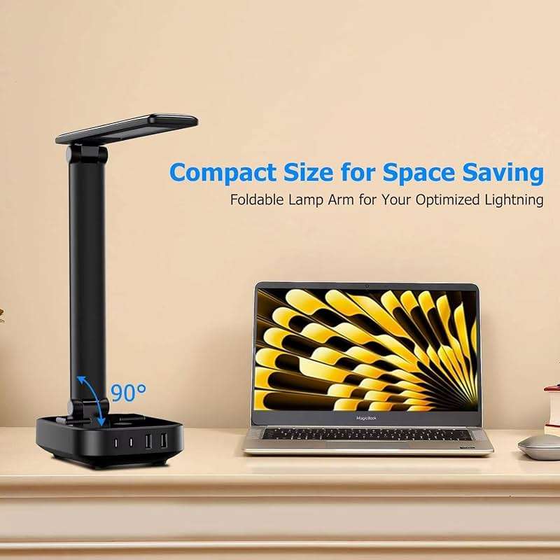 Yostyle LED Desk Lamp with 4 USB Charging Ports and 2 AC Outlets,5ft Extension Cord Power Strip Station, 3 Level Brightness, Touch Dimmer Control, Office Table Eye Care Lamp Bedroom Hotel - Image 8
