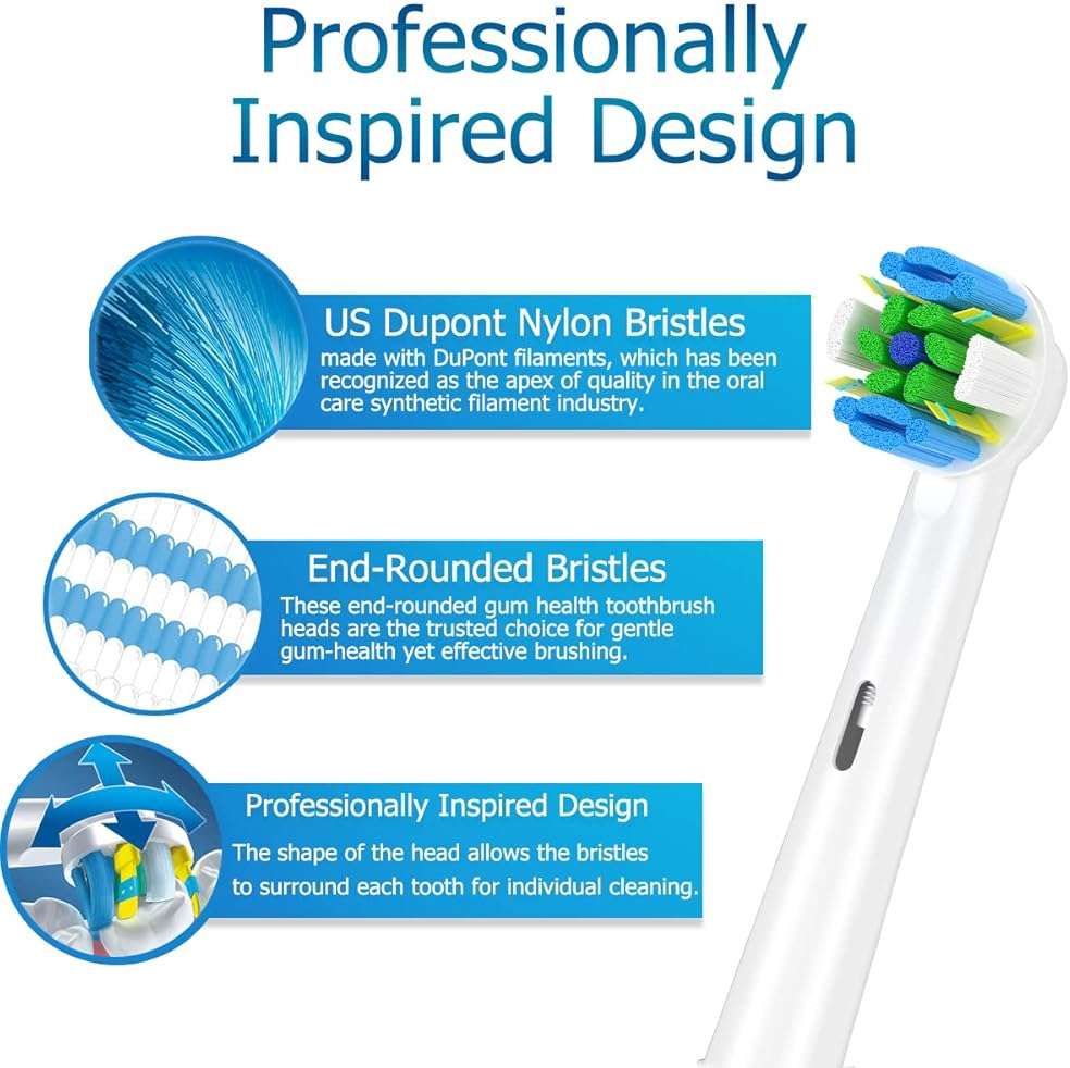Schallcare Replacement Brush Heads Compatible with Oral B Braun Electric Toothbrush - Floss Toothbrush Head Fits for Oral B Pro 1000 Genius Smart Series (12 Pack) - Image 3
