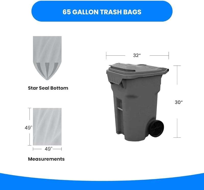Reli. 65 Gallon Trash Bags Heavy Duty | 120 Trash Bags with Ties | Super Sizeable, Clear, Serious Garbage Cleanup - Image 3