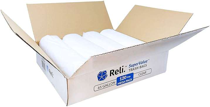 Reli. 65 Gallon Trash Bags Heavy Duty | 120 Trash Bags with Ties | Super Sizeable, Clear, Serious Garbage Cleanup - Image 7
