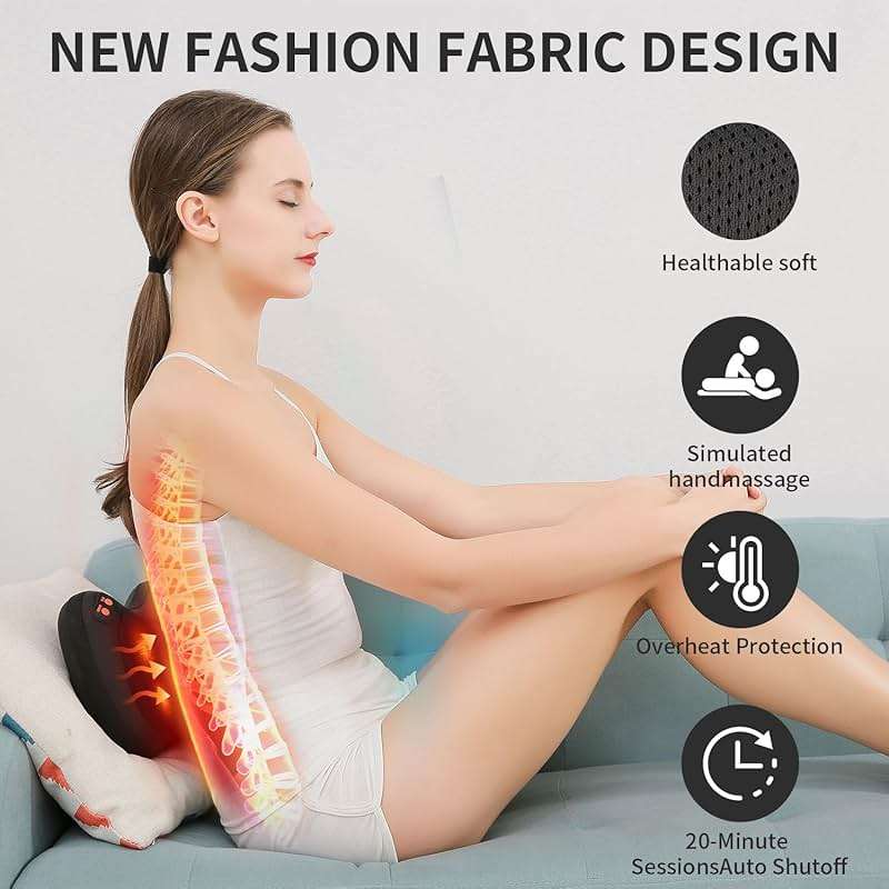 iKristin Back Massager, Shiatsu Neck Massager with Heat, Electric Back Massager for Shoulder, Back, Leg, Deep Tissue Kneading Massage to Relief Muscles, Massage Pillow for Mom/Dad/Women/Men - Image 2