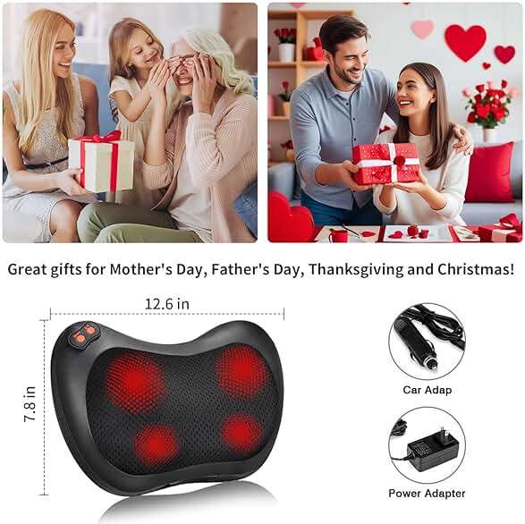 iKristin Back Massager, Shiatsu Neck Massager with Heat, Electric Back Massager for Shoulder, Back, Leg, Deep Tissue Kneading Massage to Relief Muscles, Massage Pillow for Mom/Dad/Women/Men - Image 7