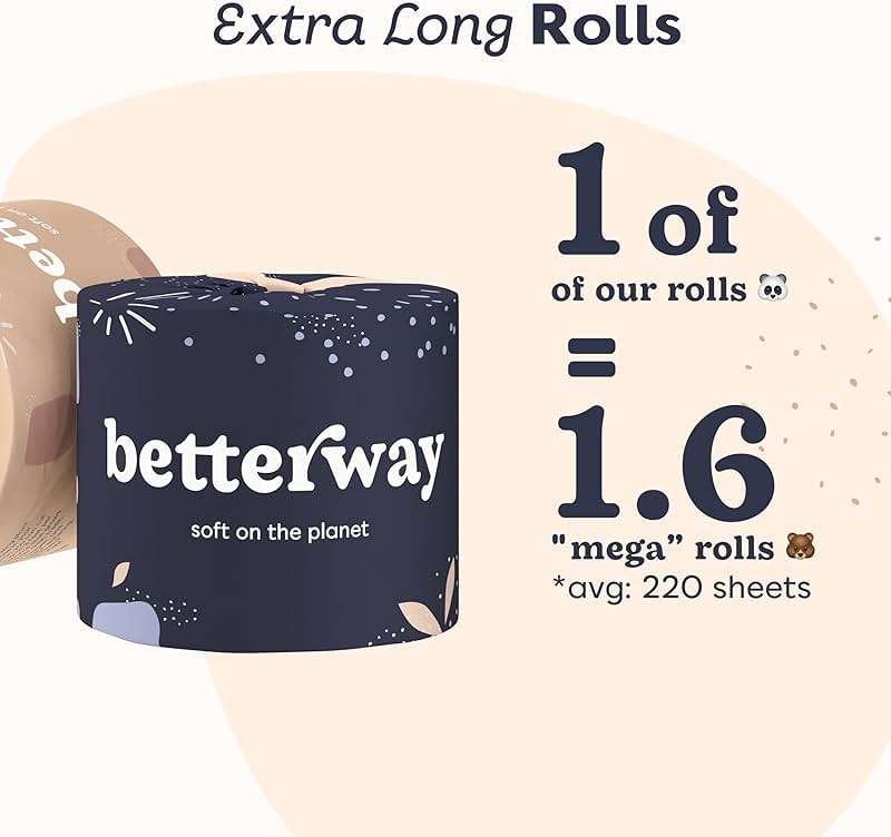 Betterway Bamboo Toilet Paper 3 Ply - Sustainable Toilet Tissue - 12 Double Rolls & 360 Sheets Per Roll - Septic Safe - Organic, Plastic & PFAS Free - FSC Certified - Image 8