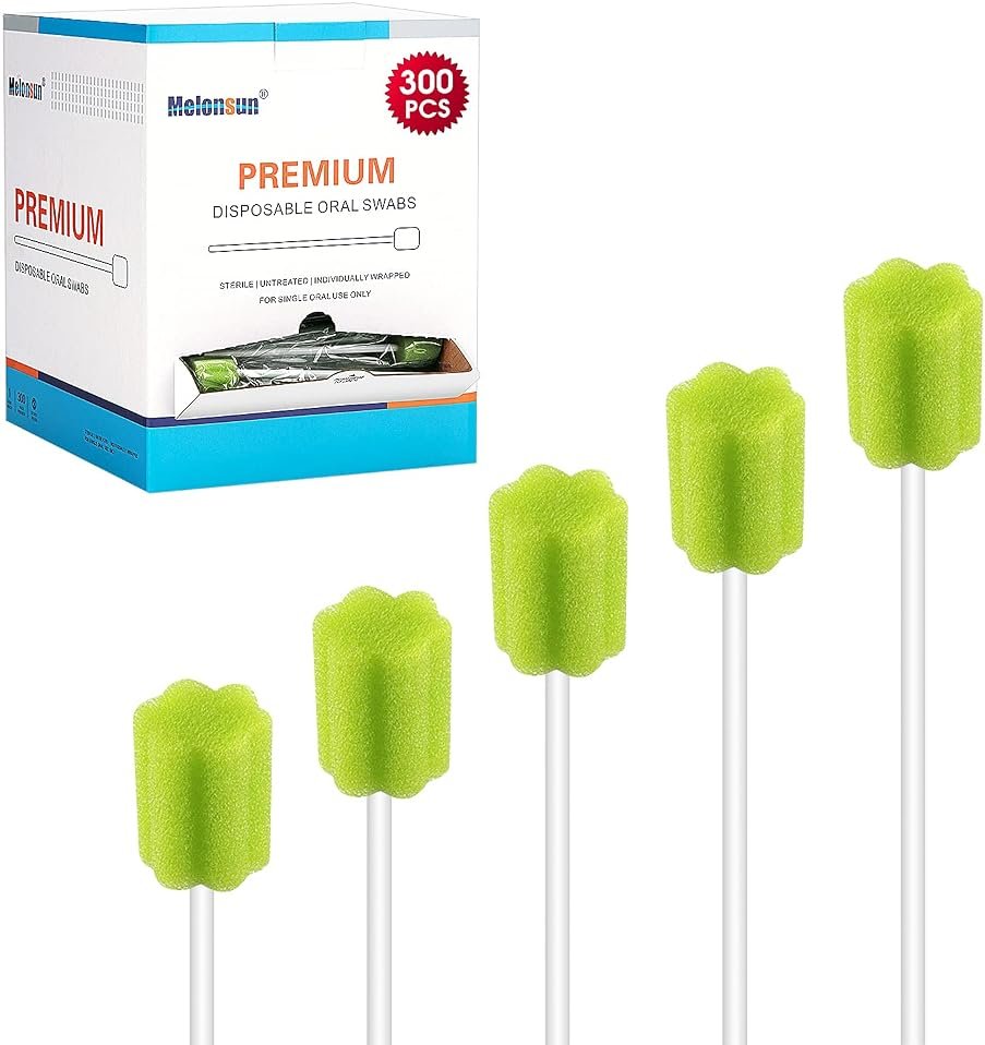 300 Pcs Disposable Oral Care Swabs with Longer Handle | Durable PP Stick | Soft Foam Mouth Swabs, Individually Wrapped, Latex-Free and Unflavored for Caregivers, Seniors, Adults and Home Patient Care - Product Image