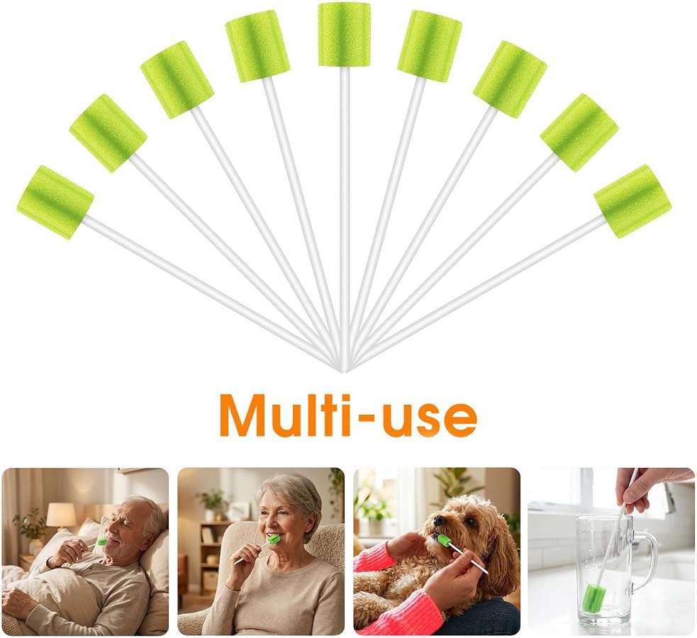300 Pcs Disposable Oral Care Swabs with Longer Handle | Durable PP Stick | Soft Foam Mouth Swabs, Individually Wrapped, Latex-Free and Unflavored for Caregivers, Seniors, Adults and Home Patient Care - Image 4