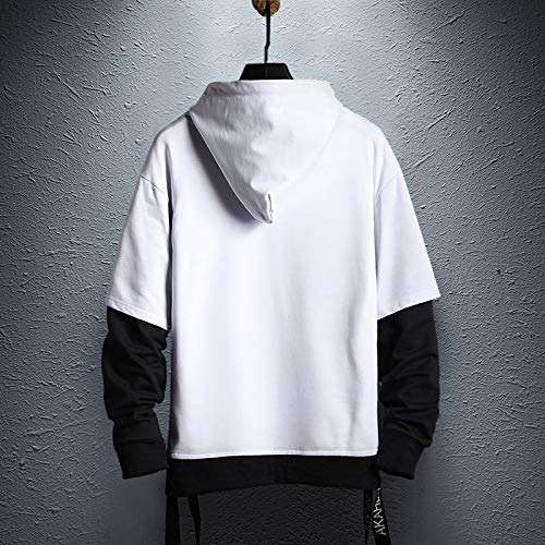 GURUNVANI Contrast Color Pullover Hoodie Mens Patchwork Hoodies Men - Image 2