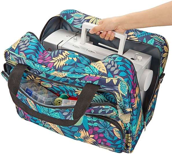 HOMEST Sewing Machine Carrying Case, Universal Tote Bag with Shoulder Strap Compatible with Singer, Brother, Janome, Floral (Patent Design) - Image 2