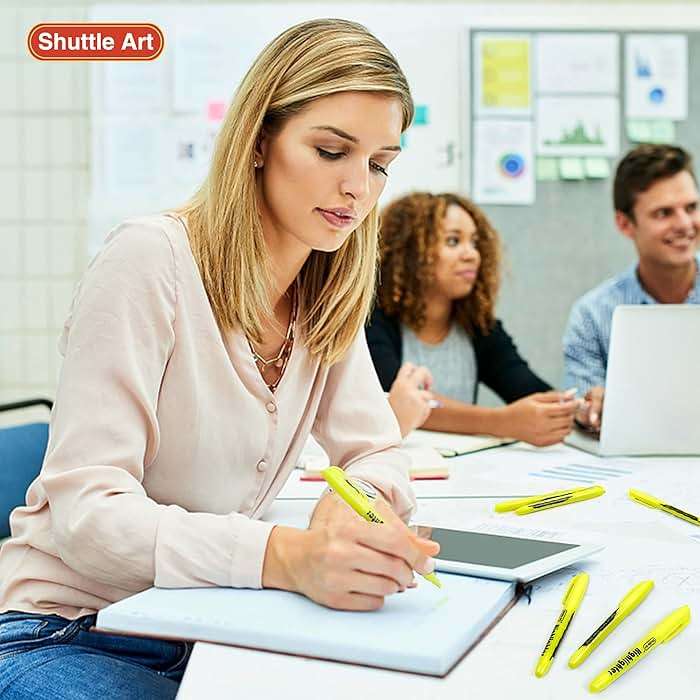 Shuttle Art Yellow Highlighters, 30 Pack Highlighters Bright Colors, Chisel Tip Dry-Quickly Non-Toxic Highlighter markers for Adults Students Highlighting in Home School Office - Image 2