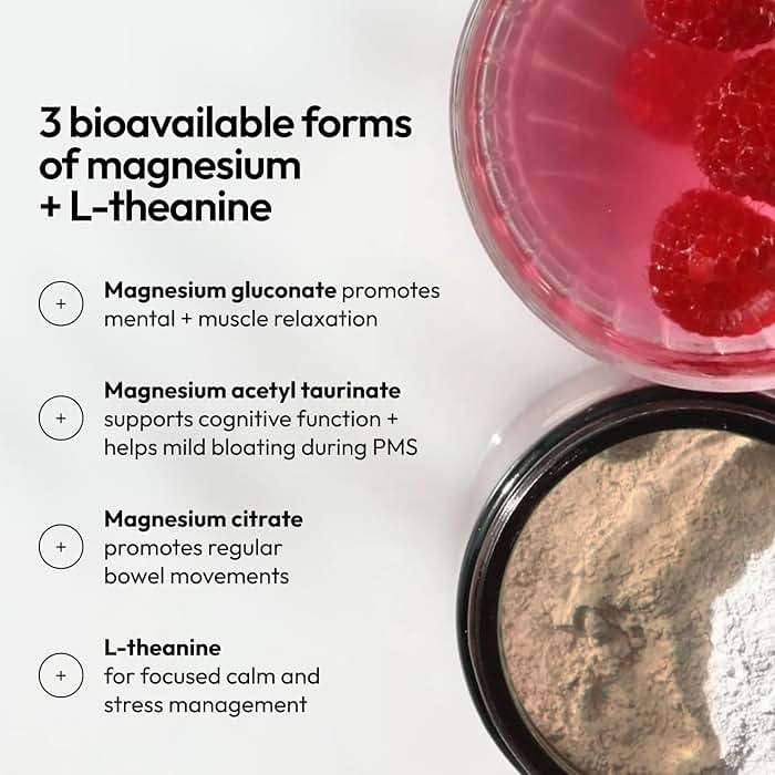 Moon Juice Magnesi-Om Magnesium Powder Supplement - Chelated Magnesium Complex + L-Theanine Blend for Rest, Relaxation & Regularity - Vegan, Non-GMO & No Sugar, Berry, 4.2 oz, 30 Servings - Image 3