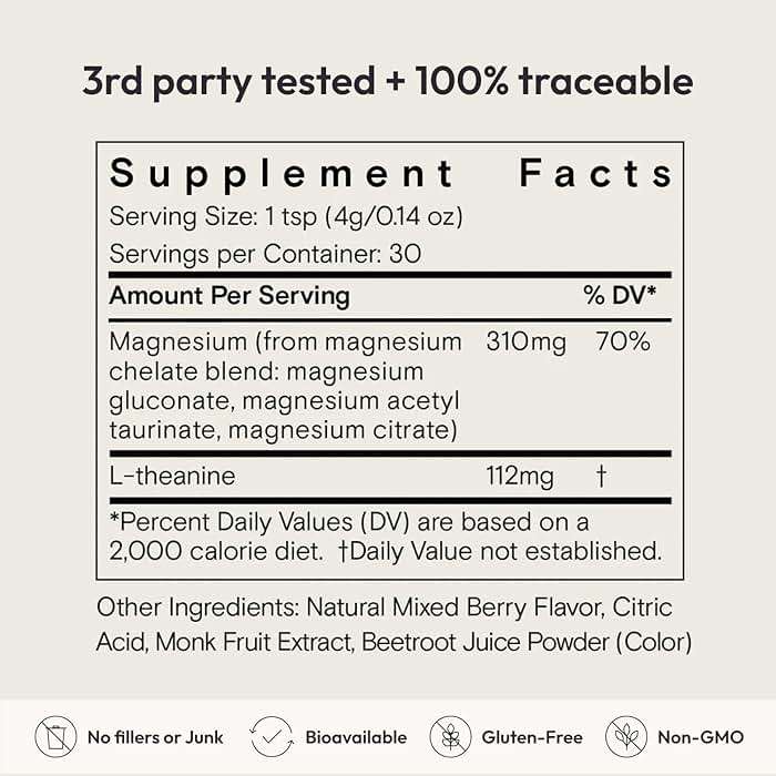 Moon Juice Magnesi-Om Magnesium Powder Supplement - Chelated Magnesium Complex + L-Theanine Blend for Rest, Relaxation & Regularity - Vegan, Non-GMO & No Sugar, Berry, 4.2 oz, 30 Servings - Image 5