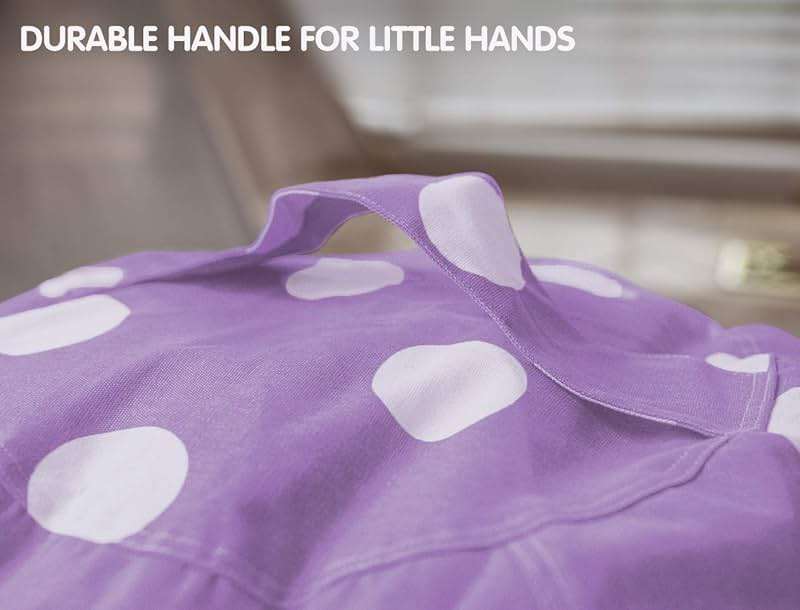 WEKAPO Stuffed Animal Storage Bean Bag Chair Cover for Kids | Stuffable Zipper Beanbag for Organizing Children Plush Toys Large Premium Cotton Canvas (Purple Dot, X-Large) - Image 5