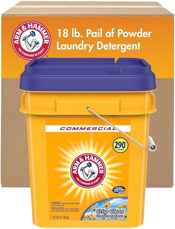 Arm & Hammer, Professional Powder Laundry Detergent, Crisp Clean, 18lb Pail (Pack of 1) 290 Loads - Product Image