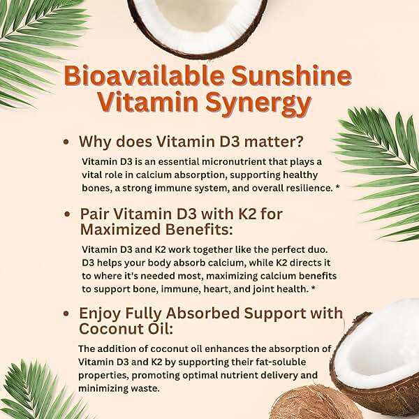 Micro Ingredients Vitamin D3 10,000 IU + K2 MK-7 200 mcg, 300 Softgels with Virgin Coconut Oil | 2-in-1 Vitamins D & K Complex | Extra Strength, Easy to Swallow, Non-GMO, Gluten Free - Image 5