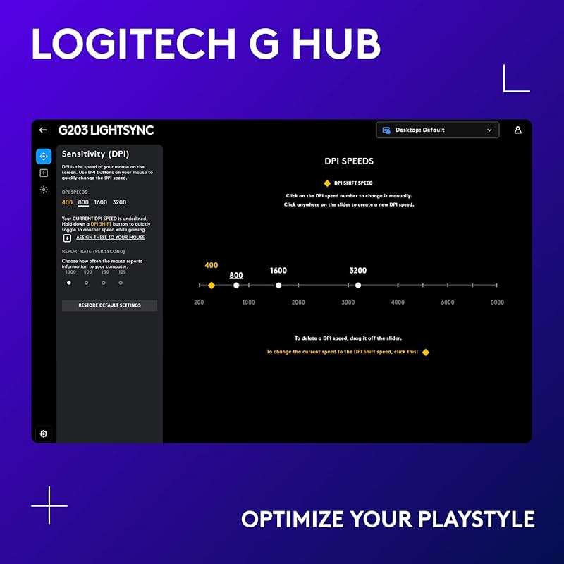 Logitech G203 Wired Gaming Mouse, 8,000 DPI, Rainbow Optical Effect LIGHTSYNC RGB, 6 Programmable Buttons, On-Board Memory, Screen Mapping, PC/Mac Computer and Laptop Compatible - Black - Image 5