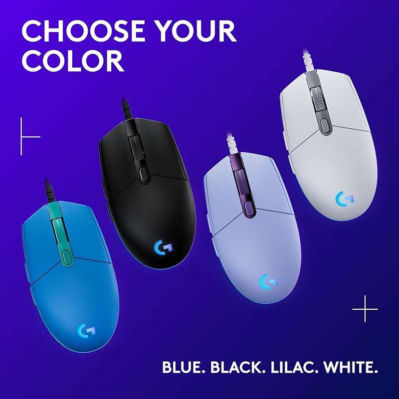 Logitech G203 Wired Gaming Mouse, 8,000 DPI, Rainbow Optical Effect LIGHTSYNC RGB, 6 Programmable Buttons, On-Board Memory, Screen Mapping, PC/Mac Computer and Laptop Compatible - Black - Image 8