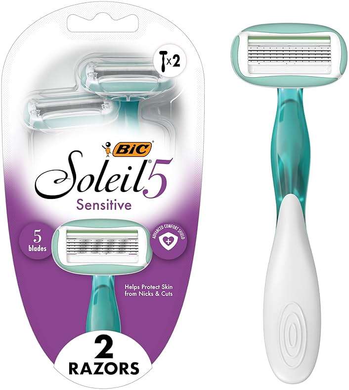 BIC Soleil 5 Sensitive Women's Disposable Razors With 360 Degree Moisture Strips For Enhanced Glide, Shaving Razors With 5 Blades, 2 Count - Image 2