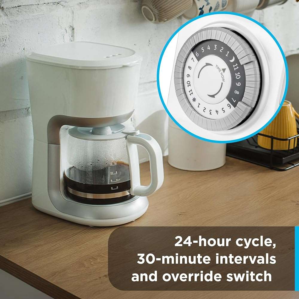 GE 24‑Hour Mechanical Outlet Timer Switch, Dual Grounded Plug‑in Control for Indoor Lighting, Lamps, Christmas Trees, Fans and Small Appliances (2 Pack), 46211 - Image 4