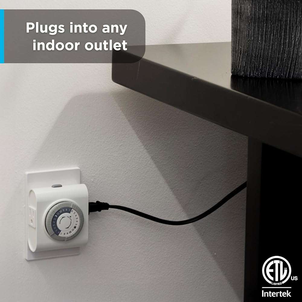 GE 24‑Hour Mechanical Outlet Timer Switch, Dual Grounded Plug‑in Control for Indoor Lighting, Lamps, Christmas Trees, Fans and Small Appliances (2 Pack), 46211 - Image 6