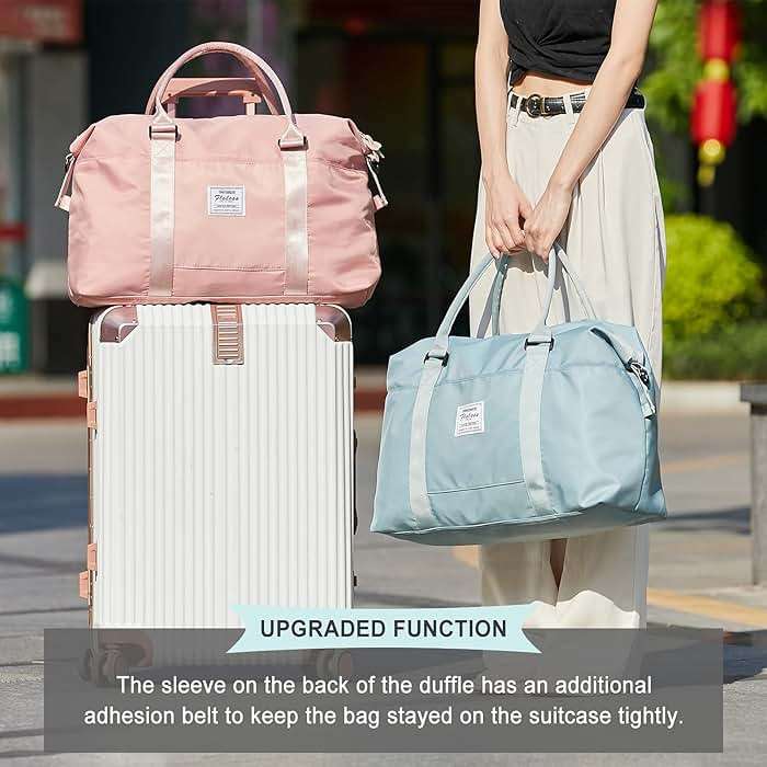 Travel Duffel Bag, Carry On Overnight Weekender Bags for Women | Travel Bag with Wet Pocket & Trolley Sleeve, For Spirit Airlines 18x14x8 Personal Item Bag - Image 2