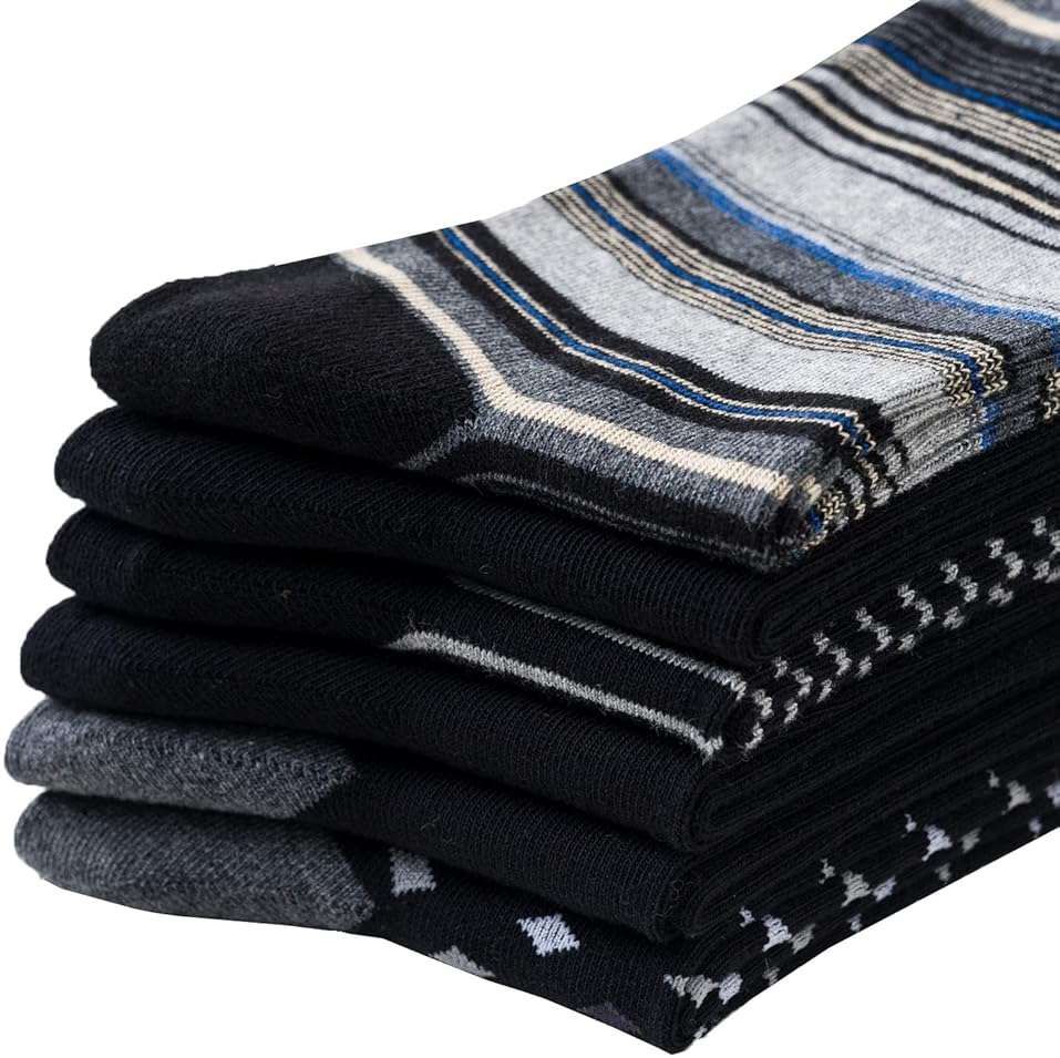 R RELAXIFE Mens Dress Socks Cotton Colorful Striped Patterned Socks for Men Women Solid Lightweight Breathable 6 Pack - Image 3