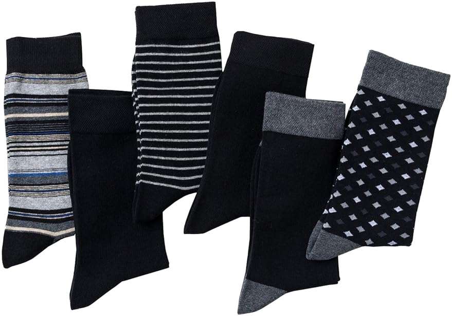 R RELAXIFE Mens Dress Socks Cotton Colorful Striped Patterned Socks for Men Women Solid Lightweight Breathable 6 Pack - Image 4