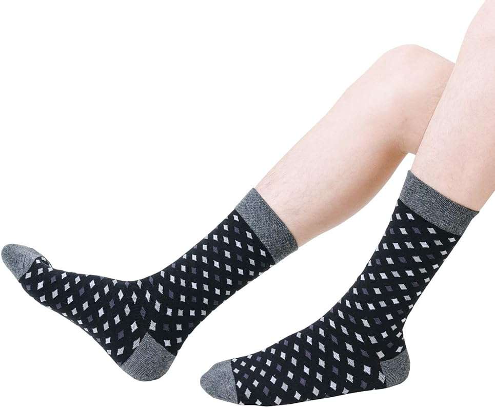 R RELAXIFE Mens Dress Socks Cotton Colorful Striped Patterned Socks for Men Women Solid Lightweight Breathable 6 Pack - Image 7