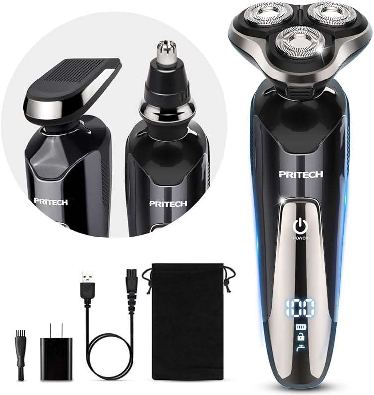 Electric Razor for Men - Rechargeable Electric Shaver for Men, Waterproof Wet Dry Cordless Razor with Nose Hair Trimmer and Sideburns Trimmer - Image 1