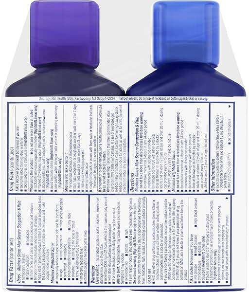 Mucinex Maximum Strength Sinus-Max Severe Congestion & Pain + Nightshift Sinus Liquid, Cold and Flu Medicine for Adults, Over-the-Counter Medication for Multi-Symptom Relief, 2x6 Fl Oz - Image 12