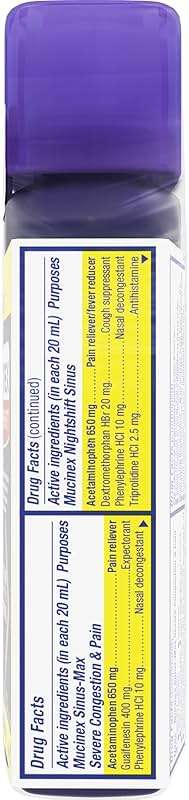 Mucinex Maximum Strength Sinus-Max Severe Congestion & Pain + Nightshift Sinus Liquid, Cold and Flu Medicine for Adults, Over-the-Counter Medication for Multi-Symptom Relief, 2x6 Fl Oz - Image 14