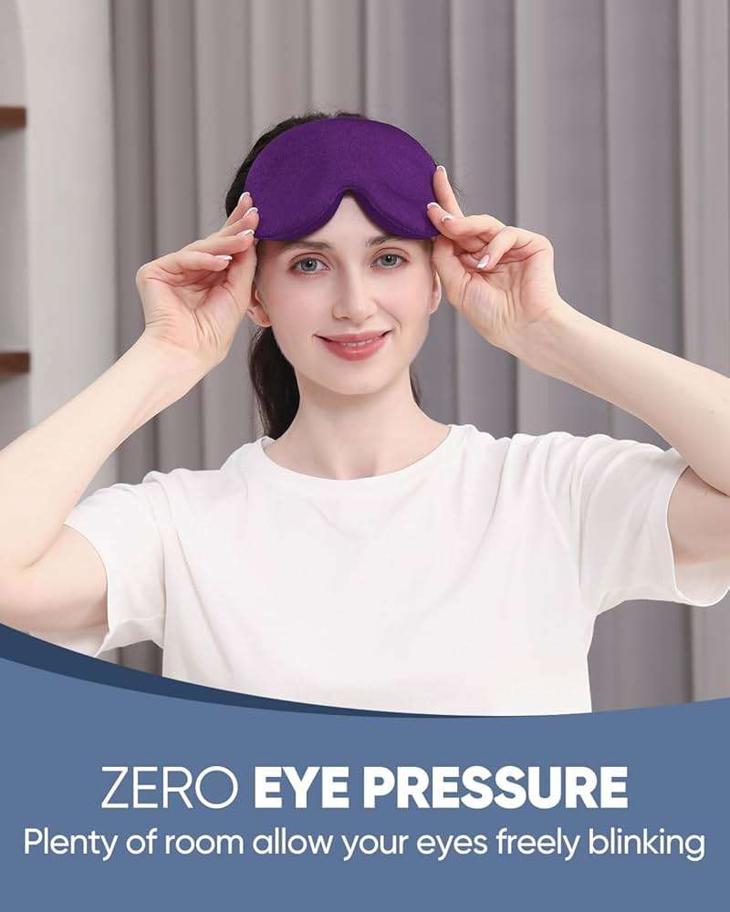 MZOO Luxury Sleep Eye Mask for Side Sleeper Men Women, Zero Eye Pressure 3D Sleeping Mask, Light Blocking Patented Design Night Blindfold, Soft Eye Shade Cover for Travel, Purple - Image 2