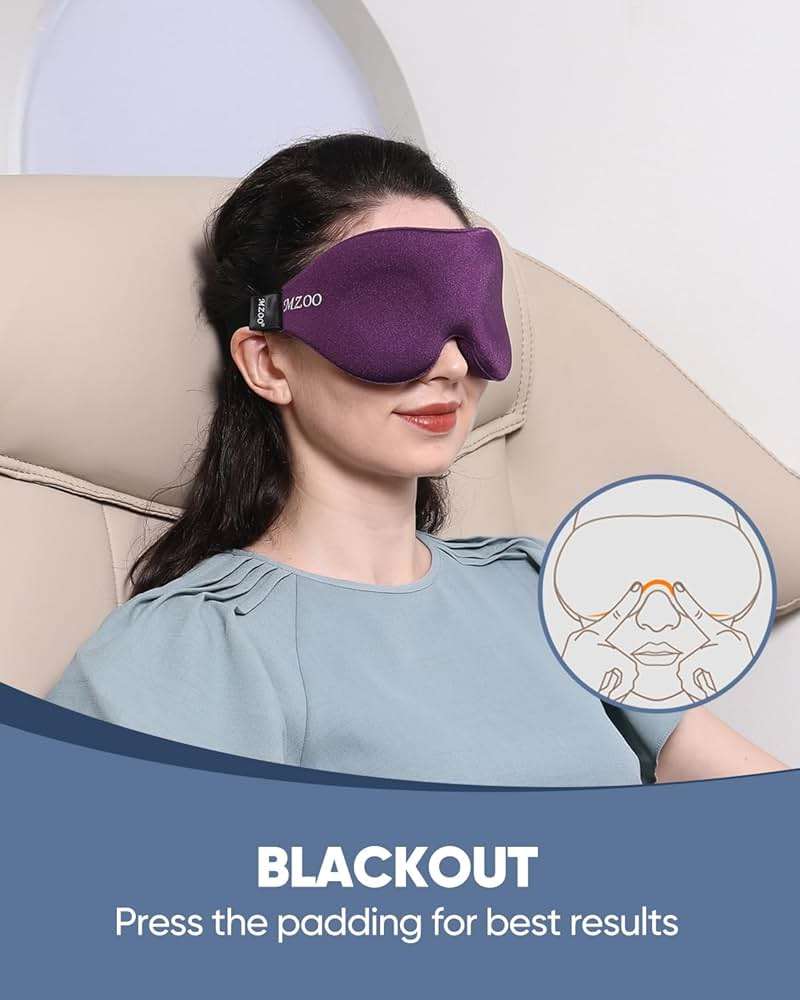 MZOO Luxury Sleep Eye Mask for Side Sleeper Men Women, Zero Eye Pressure 3D Sleeping Mask, Light Blocking Patented Design Night Blindfold, Soft Eye Shade Cover for Travel, Purple - Image 4
