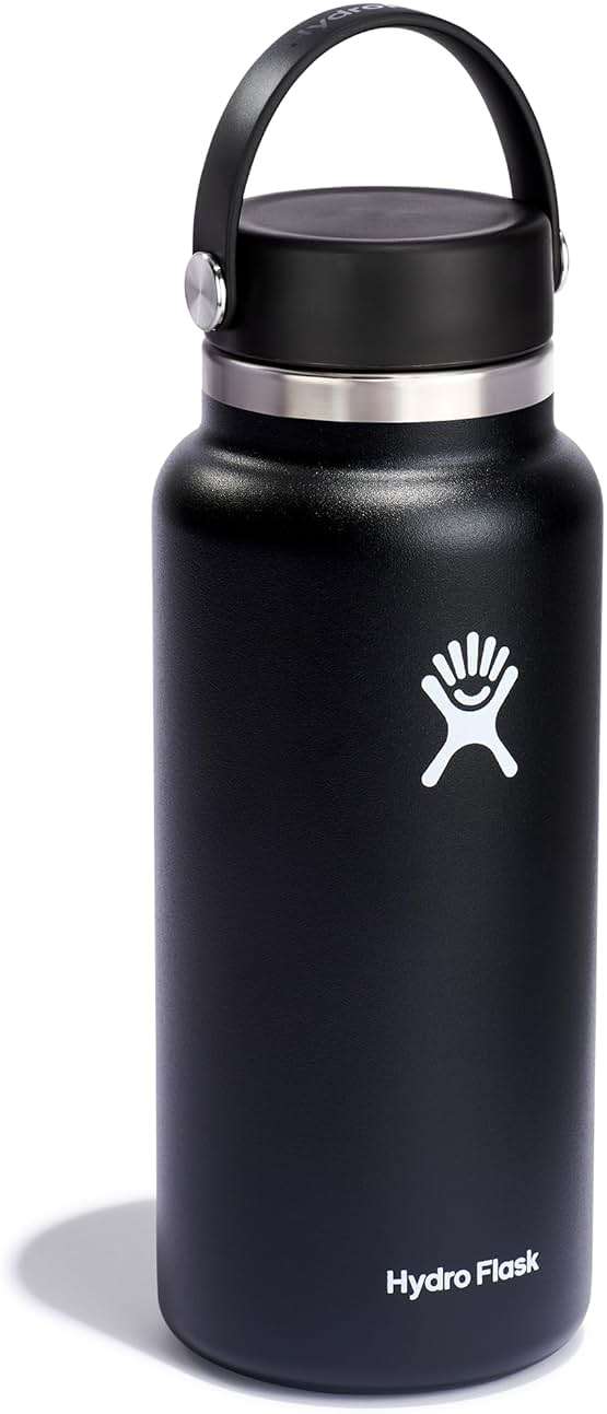 Hydro Flask Water Bottle - Insulated Stainless Steel - Wide Mouth Flex Lid, Non Spill, Leakproof and Refillable in 32 Oz Black - Image 4