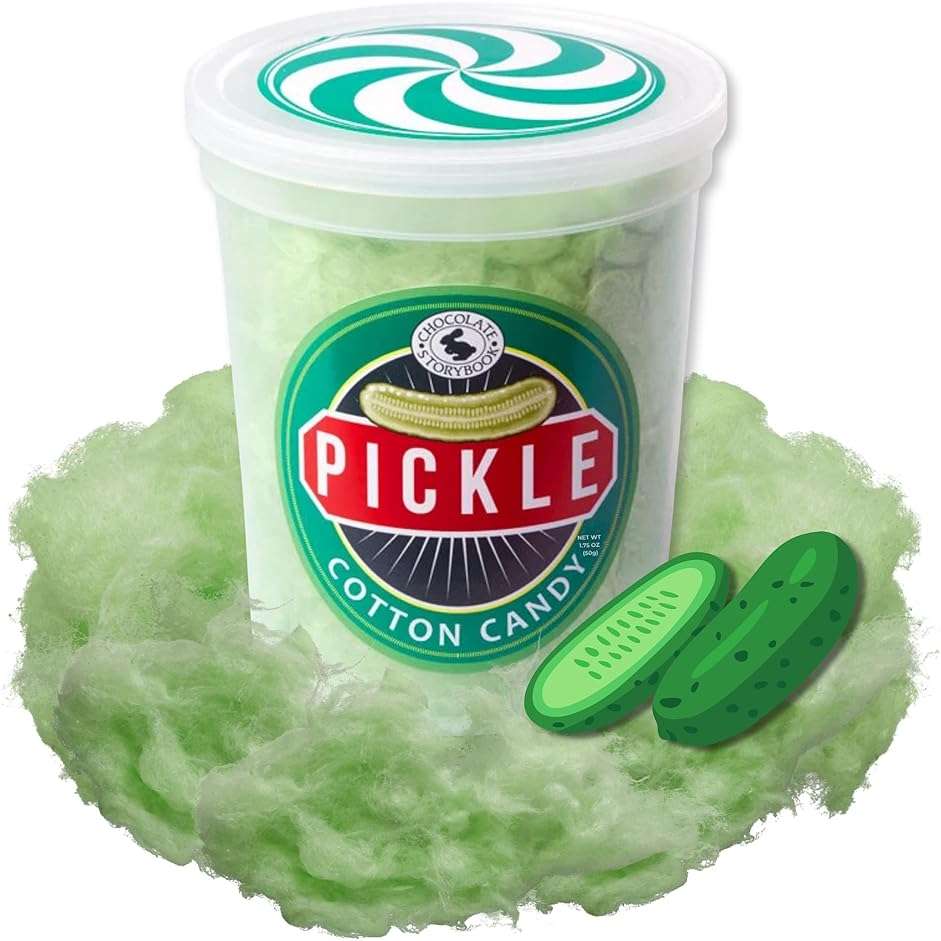 CHOCOLATE STORYBOOK Gourmet Flavored Cotton Candy – Unique Idea for Holidays, Birthdays, Gag Gifts, Party Favors (Pickle, 1.75 oz, 1-Pack) - Image 1