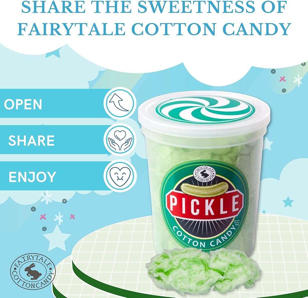 CHOCOLATE STORYBOOK Gourmet Flavored Cotton Candy – Unique Idea for Holidays, Birthdays, Gag Gifts, Party Favors (Pickle, 1.75 oz, 1-Pack) - Image 7