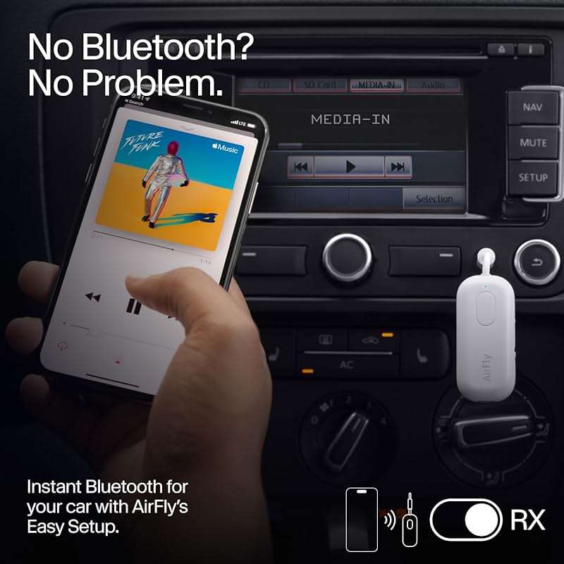 Twelve South AirFly Pro | Bluetooth Wireless Transmitter/Receiver Adapter for 2 Headphones, Audio Sharing, Compatible with 3.5mm aux Jack for Airplanes, TV, Gym, Stereo, and Travel, 25+ Hr Battery - Image 5