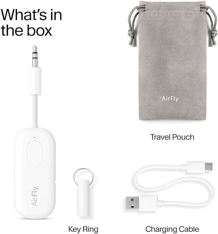Twelve South AirFly Pro | Bluetooth Wireless Transmitter/Receiver Adapter for 2 Headphones, Audio Sharing, Compatible with 3.5mm aux Jack for Airplanes, TV, Gym, Stereo, and Travel, 25+ Hr Battery - Image 8