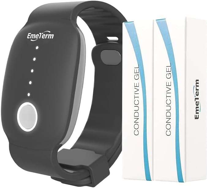 EmeTerm Fashion Anti-Nausea Wristband Relieve Morning Motion Travel Sickness Rechargeable Drug Free Bands without Side Effects - Extra 2pack Conductive Gel (Black - Extra 2pack Conductive Gel) - Image 1