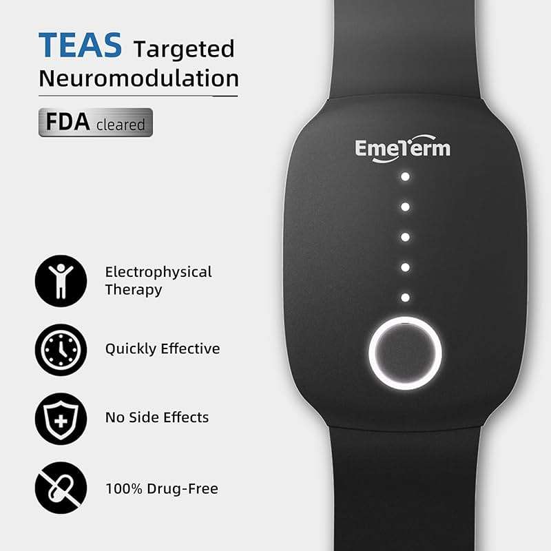 EmeTerm Fashion Anti-Nausea Wristband Relieve Morning Motion Travel Sickness Rechargeable Drug Free Bands without Side Effects - Extra 2pack Conductive Gel (Black - Extra 2pack Conductive Gel) - Image 3