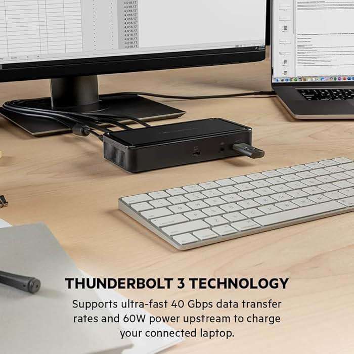 Belkin Thunderbolt 3 Dock Plus Thunderbolt 3 Cable - USB-C Hub - 8-In-1 Docking Station for MacOS & Windows, Dual 4K @60Hz, 40Gbps Transfer Speed, 60W Upstream Charging, w/ Ethernet & Audio Ports - Image 3