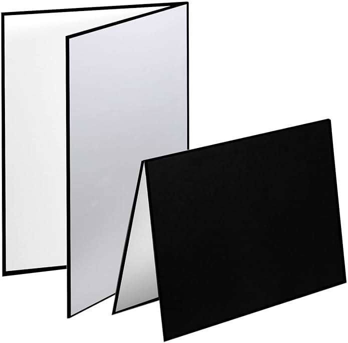 Meking 3 in 1 Photography Reflector Cardboard, 17 x 12 inches Folding Light Diffuser Board for Still Life, Product and Food Photo Shooting - Black, Silver and White, 2 Packs - Image 1