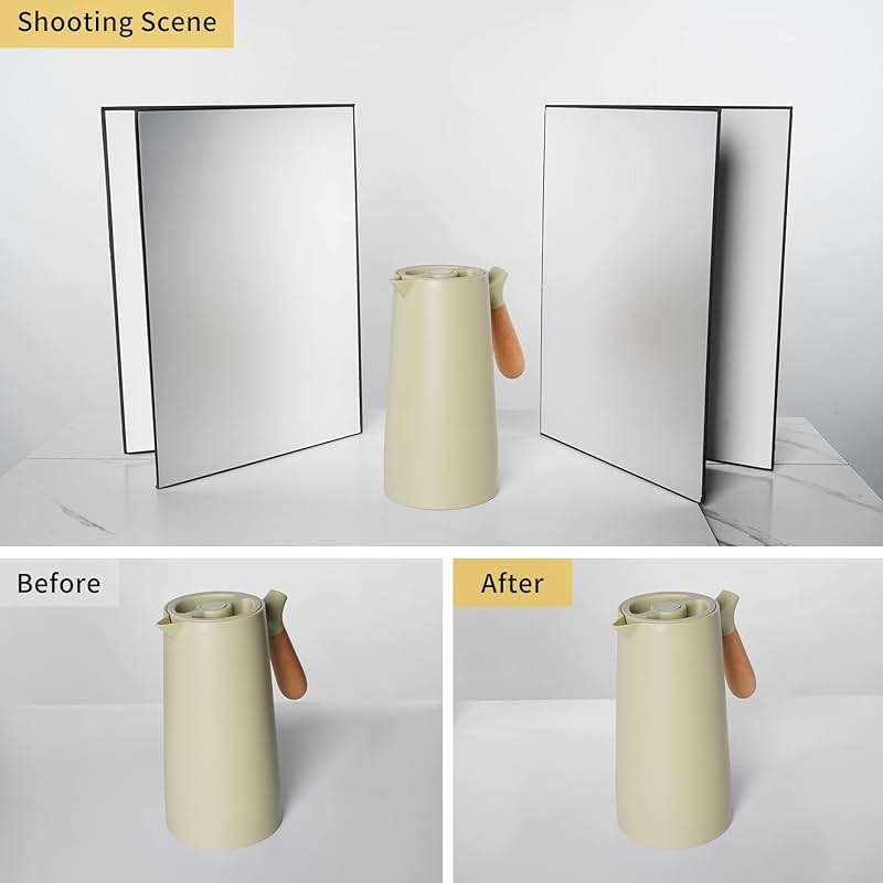 Meking 3 in 1 Photography Reflector Cardboard, 17 x 12 inches Folding Light Diffuser Board for Still Life, Product and Food Photo Shooting - Black, Silver and White, 2 Packs - Image 3