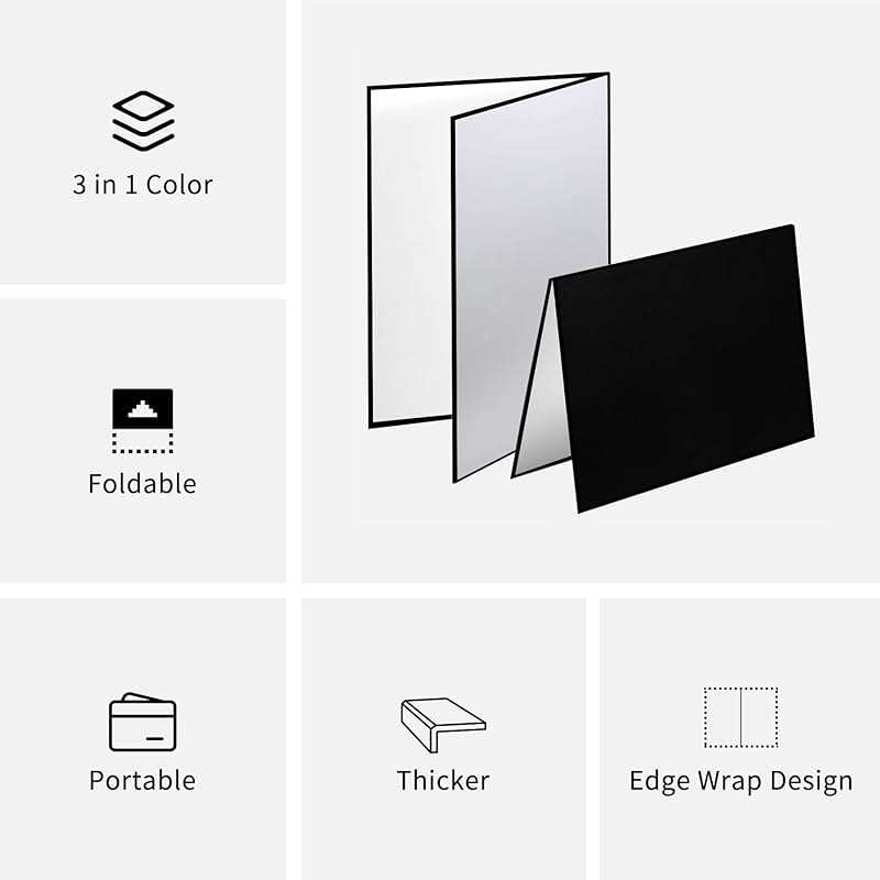 Meking 3 in 1 Photography Reflector Cardboard, 17 x 12 inches Folding Light Diffuser Board for Still Life, Product and Food Photo Shooting - Black, Silver and White, 2 Packs - Image 6