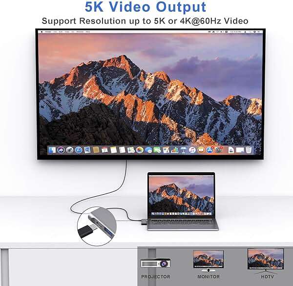 USB C Adapter for MacBook Pro/Air M1 M2 M3 2021 2020 2019 13" 15" 16", 6 in 1 USB-C Hub MacBook Pro Accessories with 3 USB 3.0 Ports,USB C to SD/TF Card Reader and 100W Thunderbolt 3 PD Port - Image 5