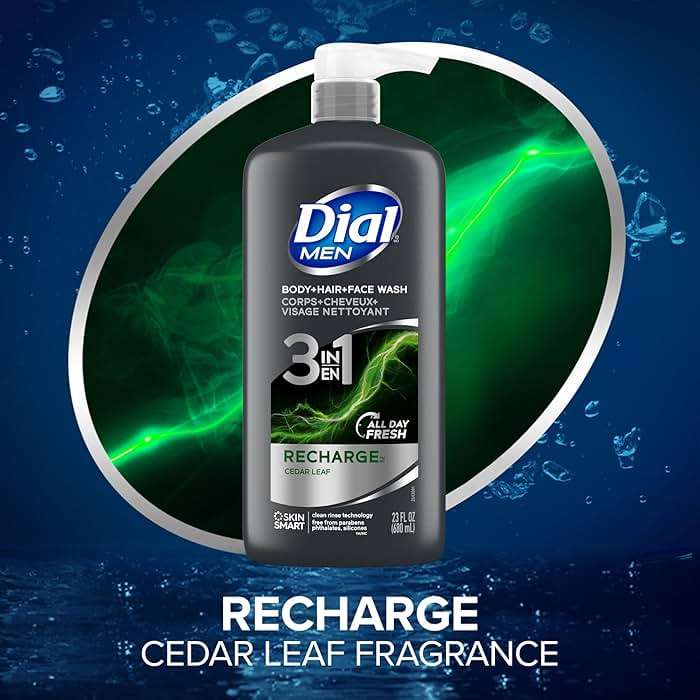 Dial Men 3in1 Body, Hair and Face Wash, Recharge, 69 fl oz (3-23 fl oz Bottles) - Image 2