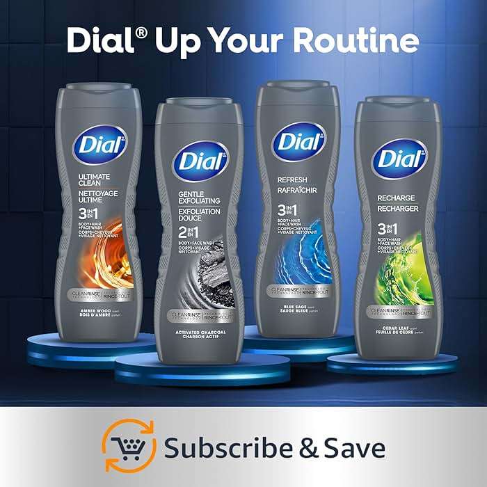 Dial Men 3in1 Body, Hair and Face Wash, Recharge, 69 fl oz (3-23 fl oz Bottles) - Image 6