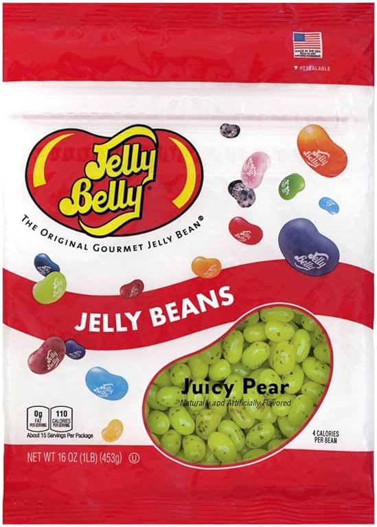 Jelly Belly Juicy Pear jelly beans - 1 Pound (16 Ounces) Resealable Bag - Genuine, Official, Straight from the Source - Product Image