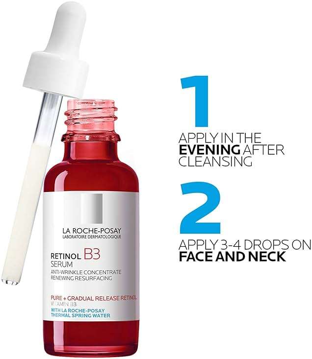 La Roche-Posay Pure Retinol Face Serum with Niacinamide (Vitamin B3) & Hyaluronic Acid | Gentle Anti-Aging Retinol Serum for Fine Lines & Wrinkles | Dermatologist Tested for Sensitive Skin, 1.0 fl oz - Image 6