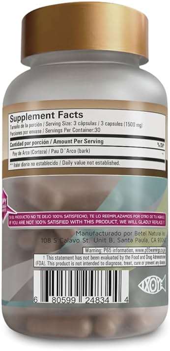 Betel Natural PAU de Arco Capsules Healthy Immune Support - 1500 mg Per Serving - Image 3