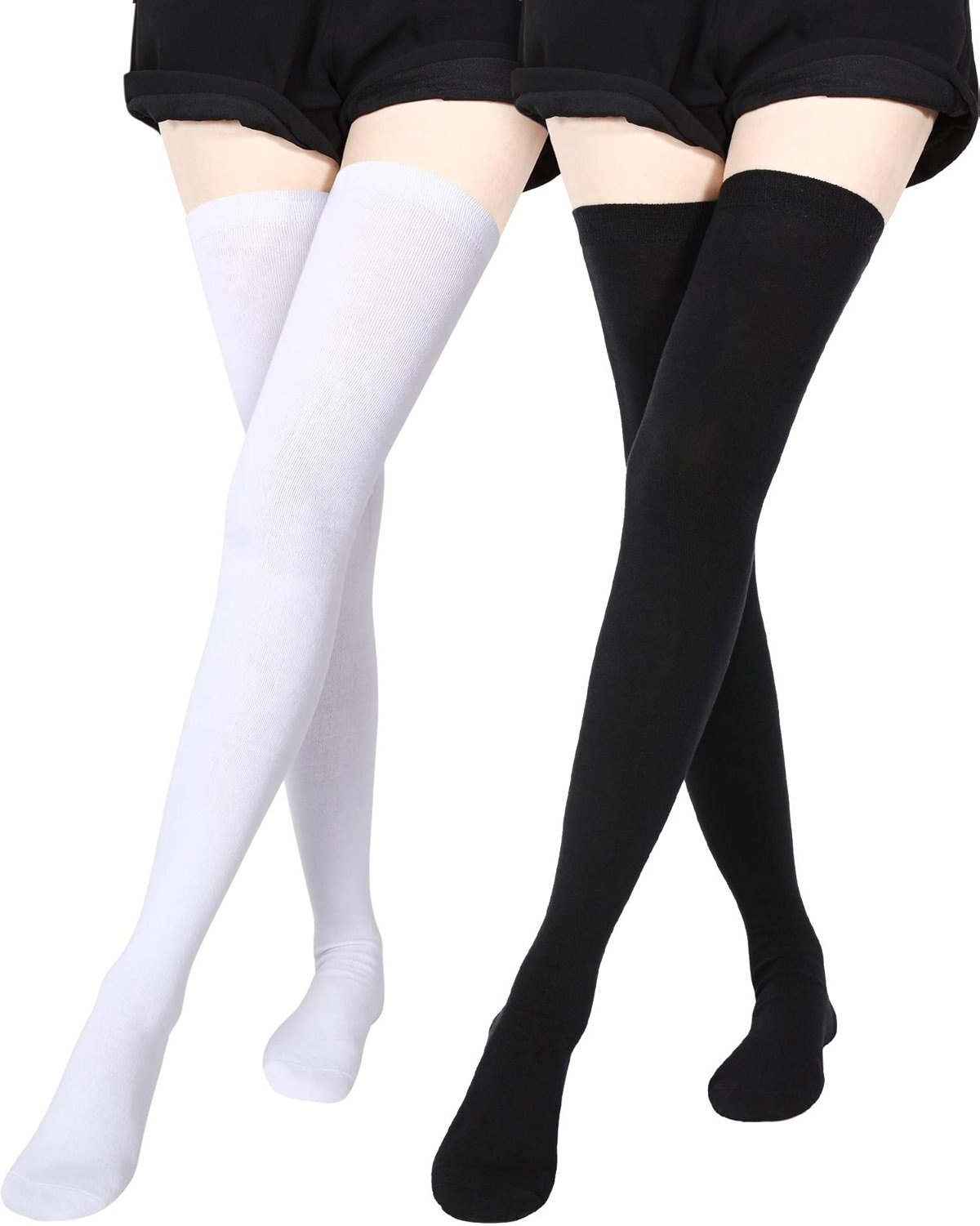 SATINIOR Extra Long Socks Thigh High Cotton Socks Extra Long Knee Boot Stockings for Women - Product Image