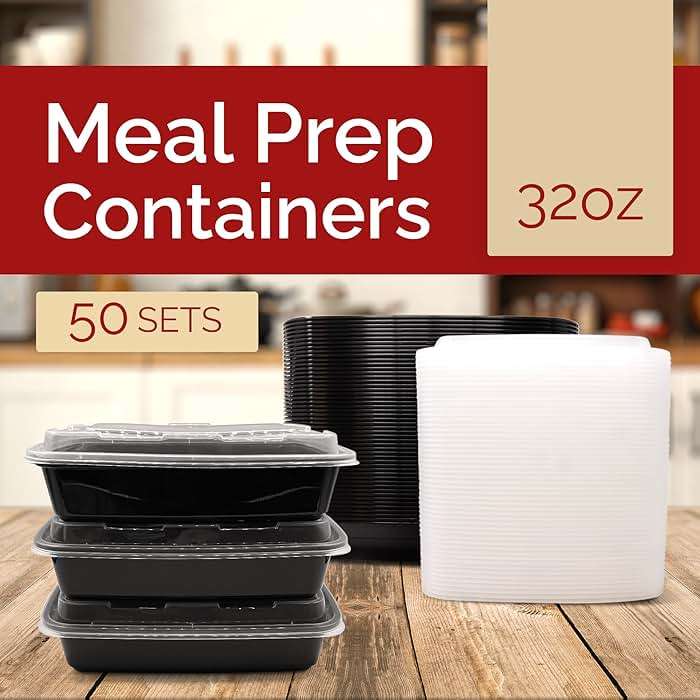 Reli. Meal Prep Containers (50 Pack, 32 oz.) | 1 Compartment Food Containers with Lids | Microwavable Freezer Dishwasher Safe - Bento Box - Image 2